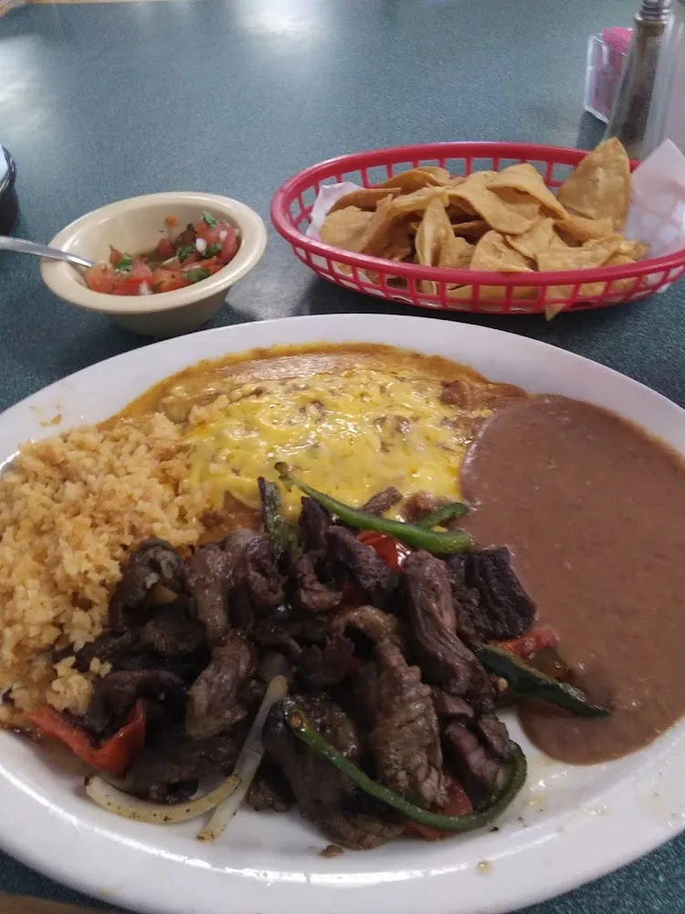 Friday Special Fajita Plate with Two Enchiladas